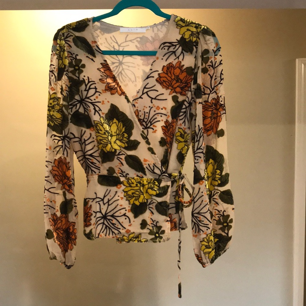 ASTR gorgeous boho autumnal velvet burnout blouse